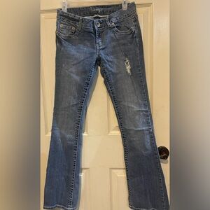 Amethyst Jeans Distressed Blue Flare Jeans